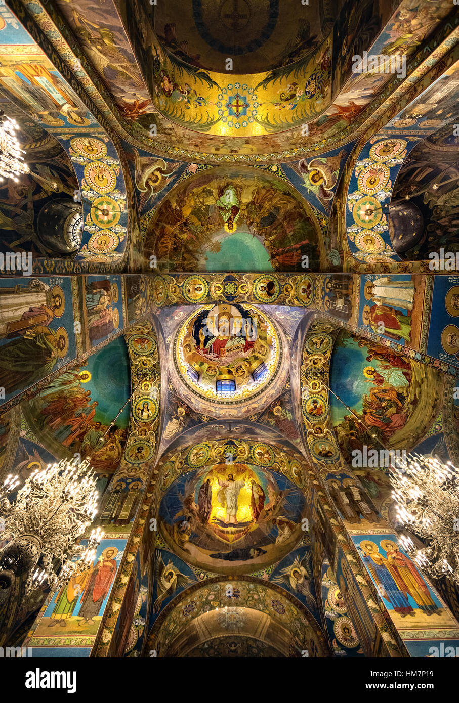 Interno della chiesa del Salvatore sul Sangue versato a San Pietroburgo, Russia Foto Stock