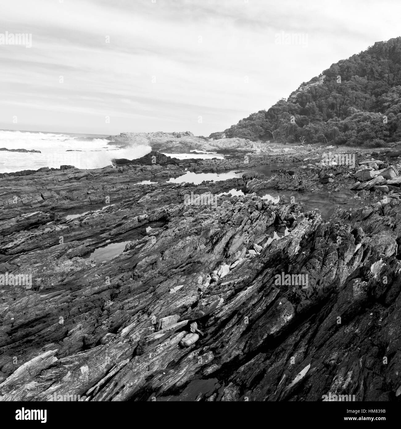 La sfocatura in Sud Africa sky oceano riserva tsitsikamma natura e rocce Foto Stock