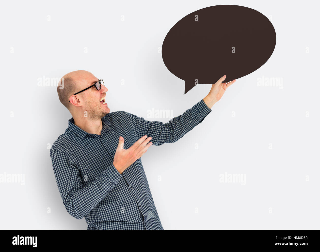 Caucasian discorso bolla concetto di comunicazione Foto Stock