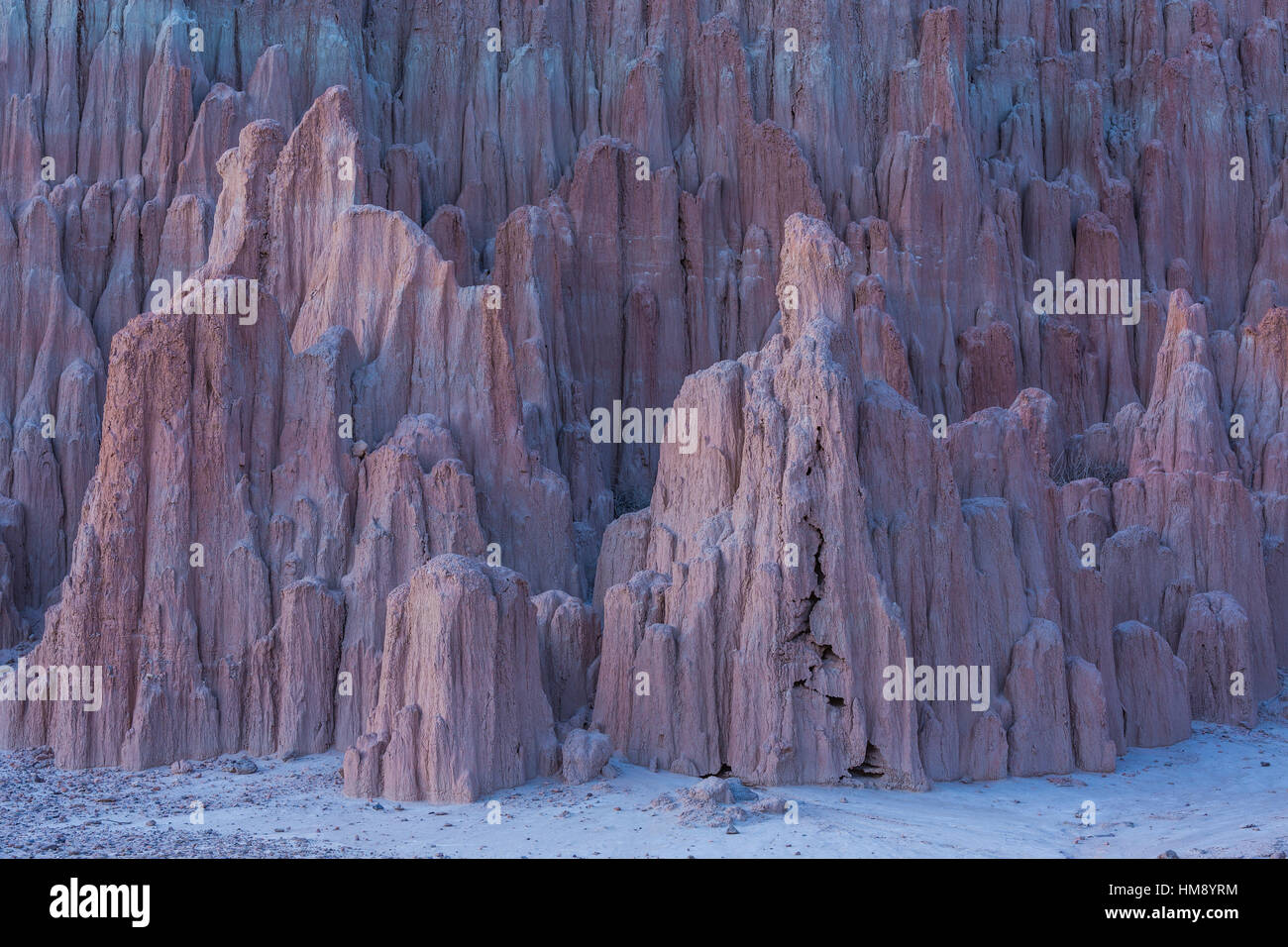Nel tardo pomeriggio la luce sul eroso siltstone formazioni in Cathedral Gorge State Park, Nevada, STATI UNITI D'AMERICA Foto Stock