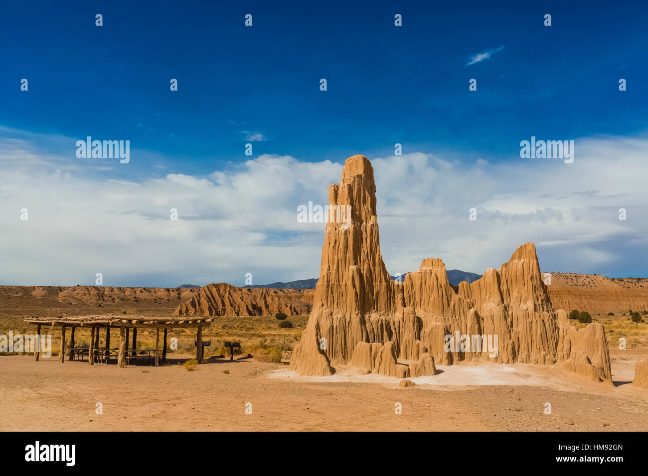 Rustico padiglione picnic costruito in stile parkitecture dalla società 974 della conservazione civile Corps durante la Grande Depressione, Cattedrale Gorge Foto Stock