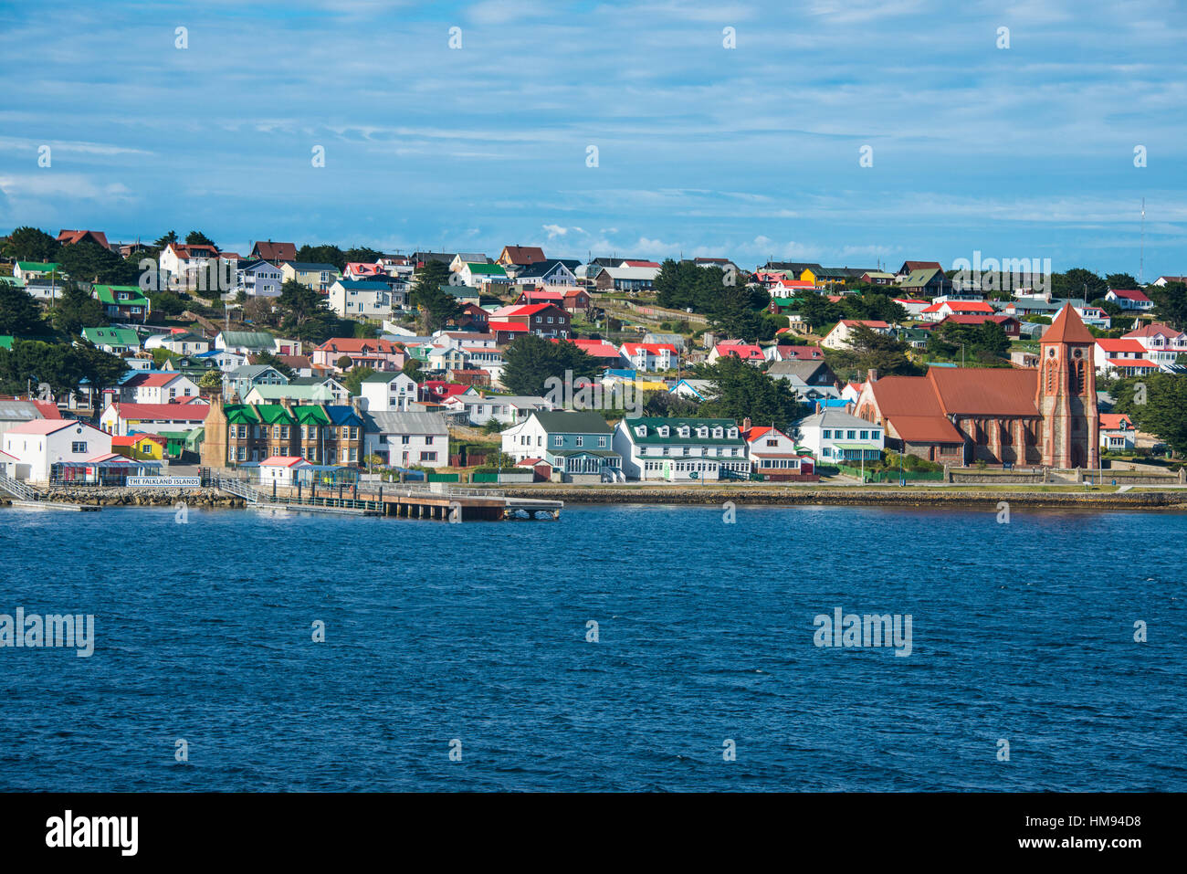 Case colorate, Stanley, capitale delle Isole Falkland, Sud America Foto Stock