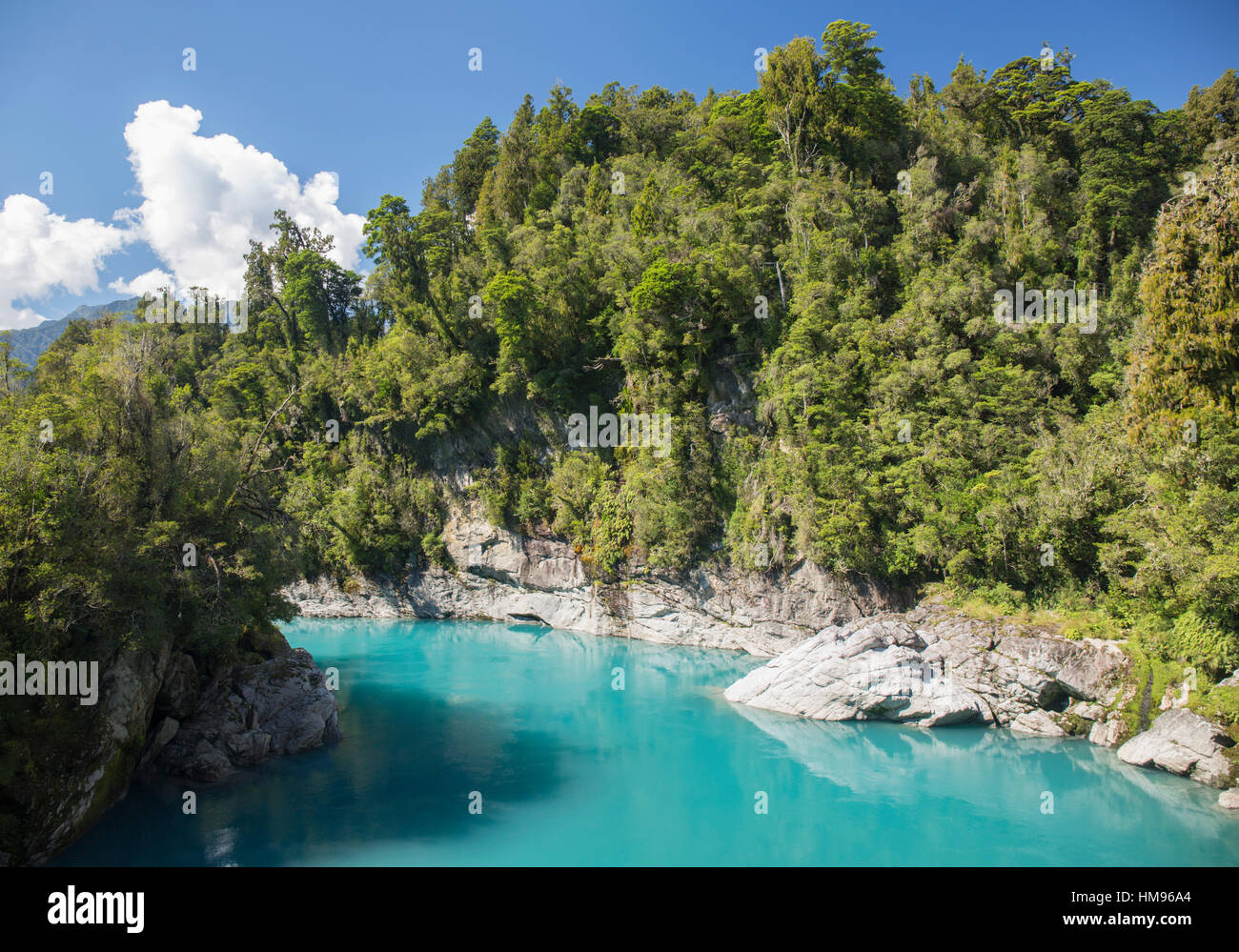 Vista lungo il fiume Hokitika, Hokitika Gorge, Kowhitirangi, vicino a Hokitika Westland district, West Coast, Nuova Zelanda Foto Stock