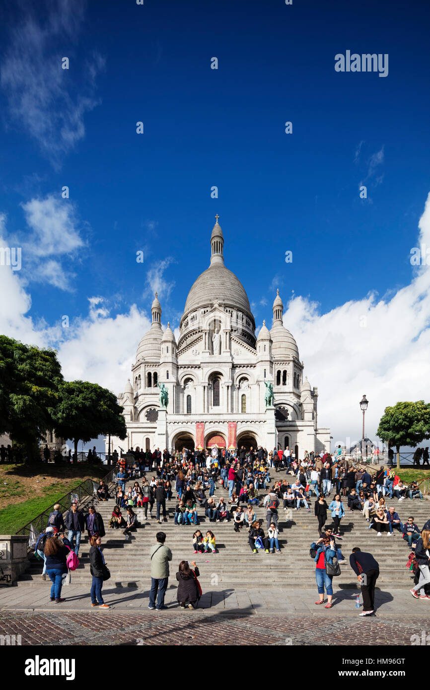 Basilica del Sacré Coeur e Montmartre, Parigi, Francia Foto Stock