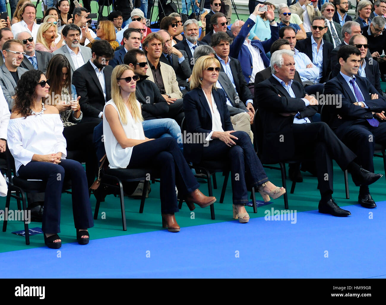 Maria Isabel Nadal,Xisca Perello,Ana Maria Parera durante la cerimonia di inaugurazione della Accademia Tennis, '' Rafa Nadal ''in Palma di Mallorca Mercoledì, Ottobre 19, 2016. Foto Stock
