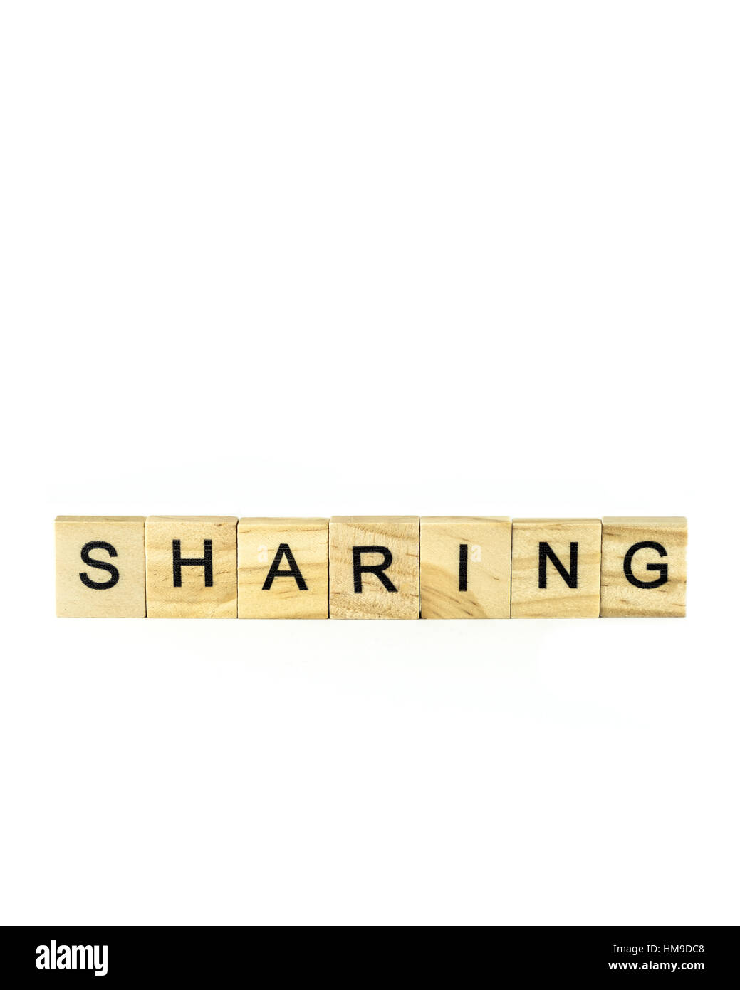 Blocchi con il concetto di condivisione di parola enunciato. Ritaglio. Foto Stock