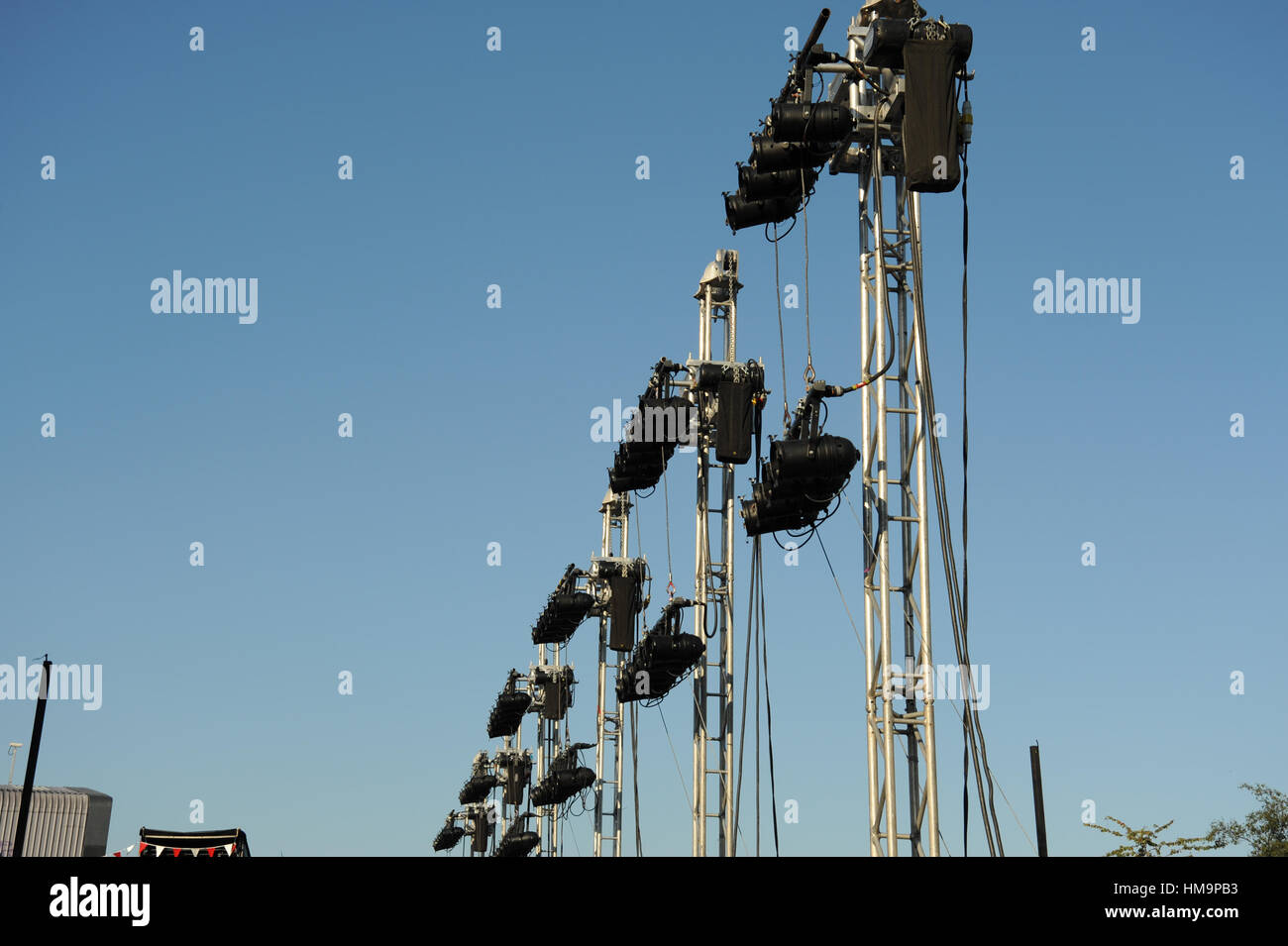 Illuminazione del set di un film, Foto Stock