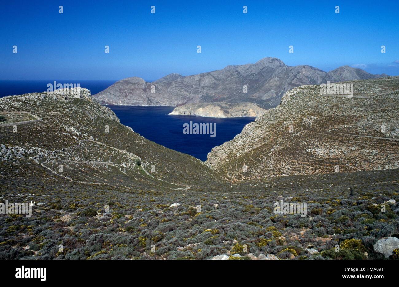 Paesaggio di Tilos Island, Grecia. Foto Stock