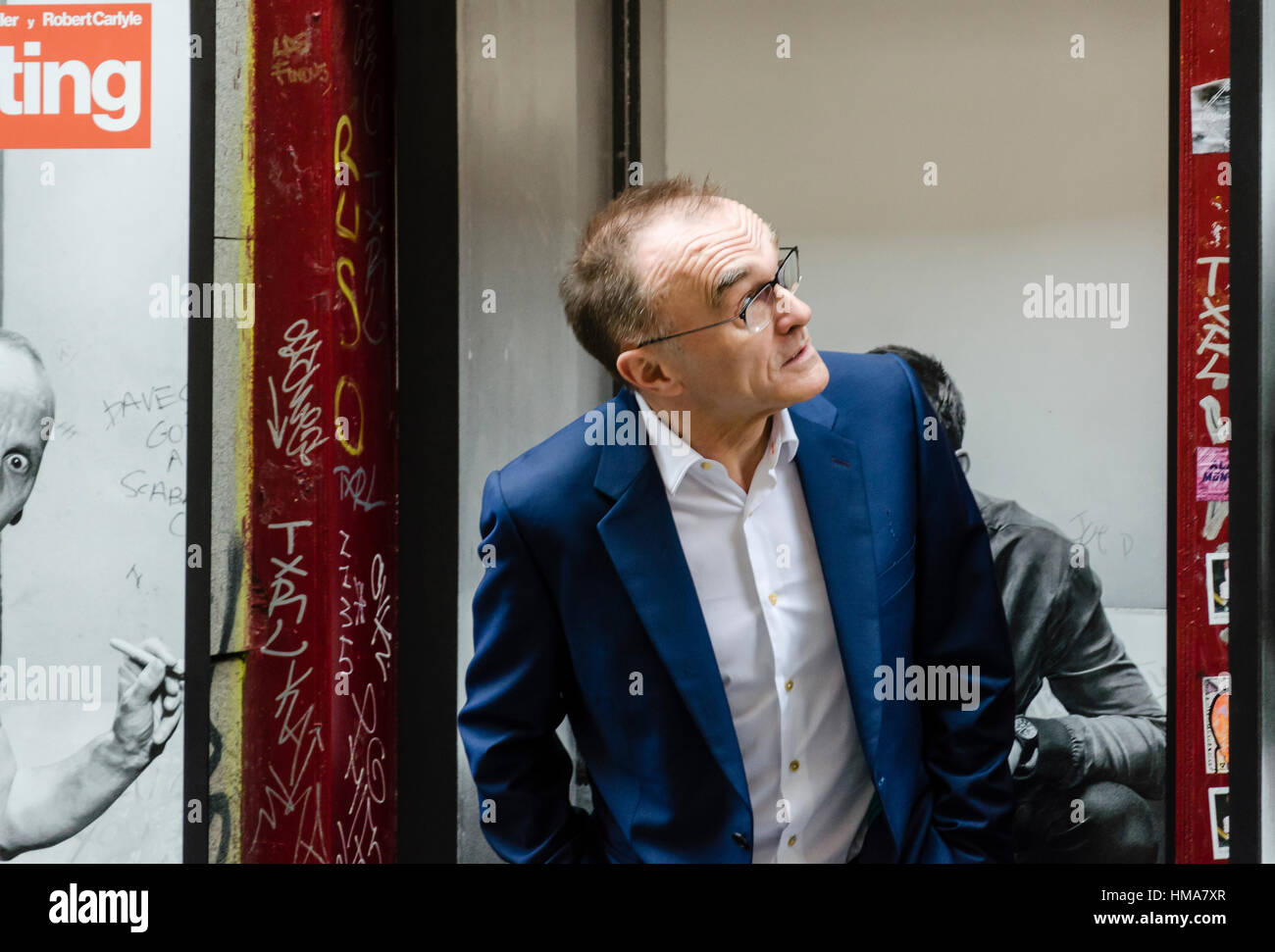 Madrid, Spagna. 02 Febbraio, 2017. T2 Trainspotting film di presentazione con il suo regista Danny Boyle in Via Lactea bar su 02 Febbraio, Madrid, Spagna. Credito: Enrique Davó/Alamy Live News. Foto Stock