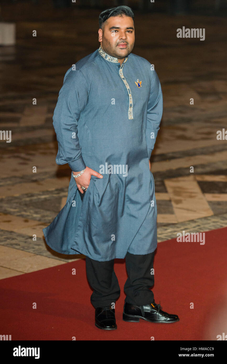 Guildhall di Londra, Regno Unito. 2° febbraio 2017. Naughty Boy - British Asian Trust 2017 della cena con ospiti d'onore il Principe del Galles e la duchessa di Cornovaglia alla Guildhall. La fiducia è stata fondata nel 2007 da Sua Altezza Reale il Principe del Galles per affrontare la diffusa povertà e disagio in Asia del Sud. Credito: Guy Bell/Alamy Live News Credito: Guy Bell/Alamy NewsCredit Live: Guy Bell/Alamy Live News Foto Stock