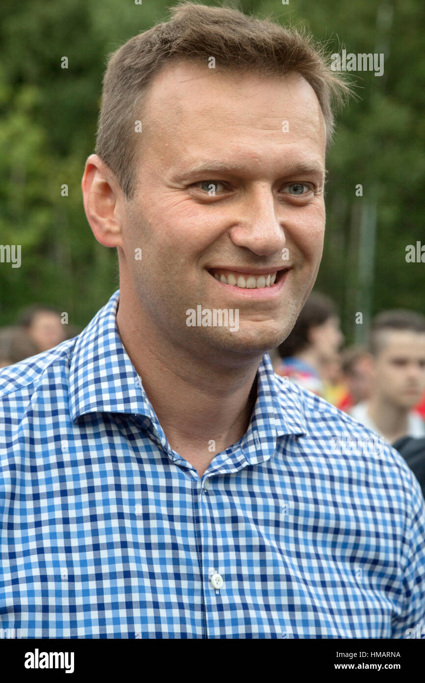 Il leader russo dell'opposizione Alexei Navalny partecipa a un raduno dell'opposizione nel centro di Mosca, in Russia Foto Stock