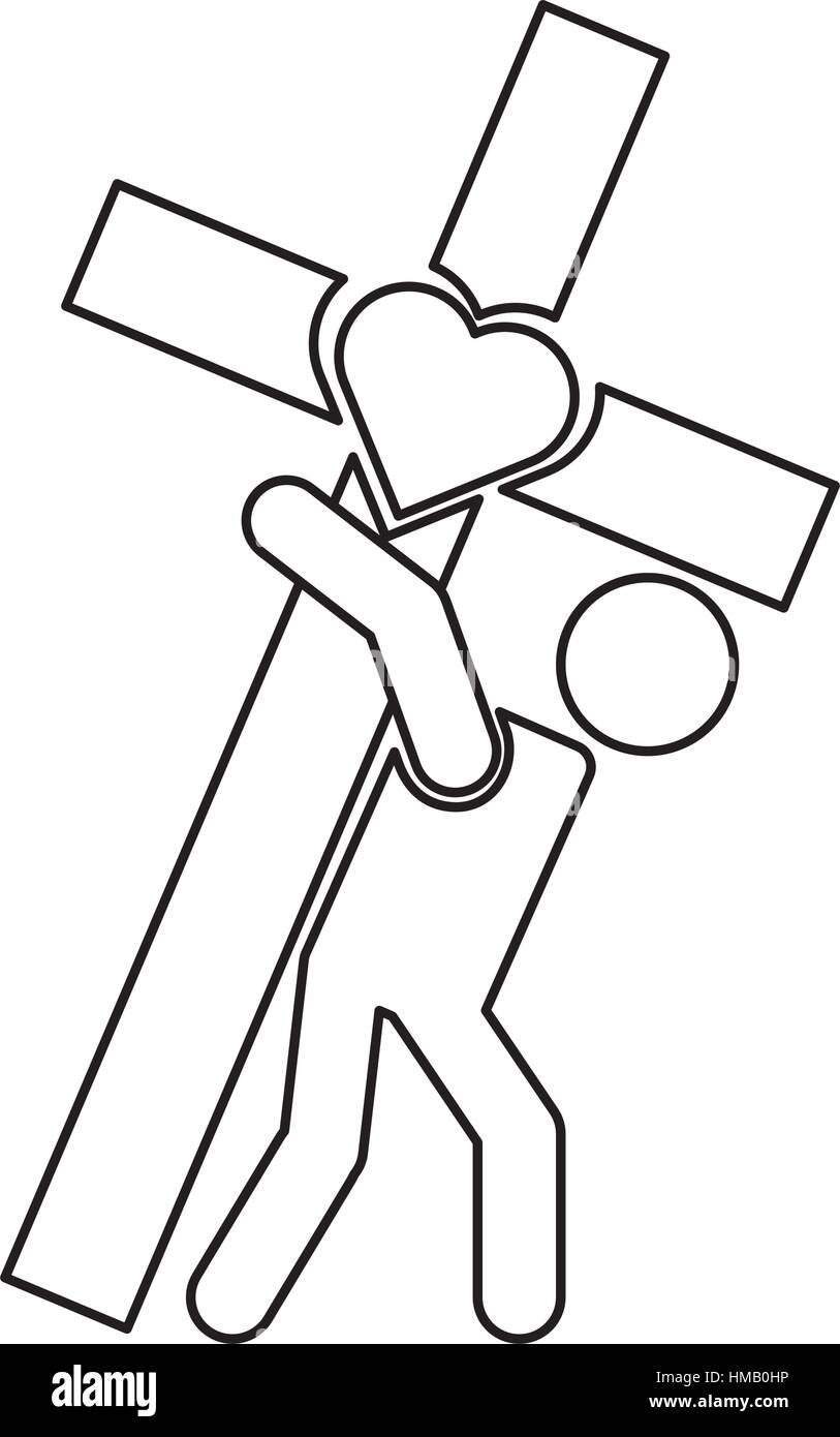 Silhouette umano portante il crossvector illustration design Illustrazione Vettoriale