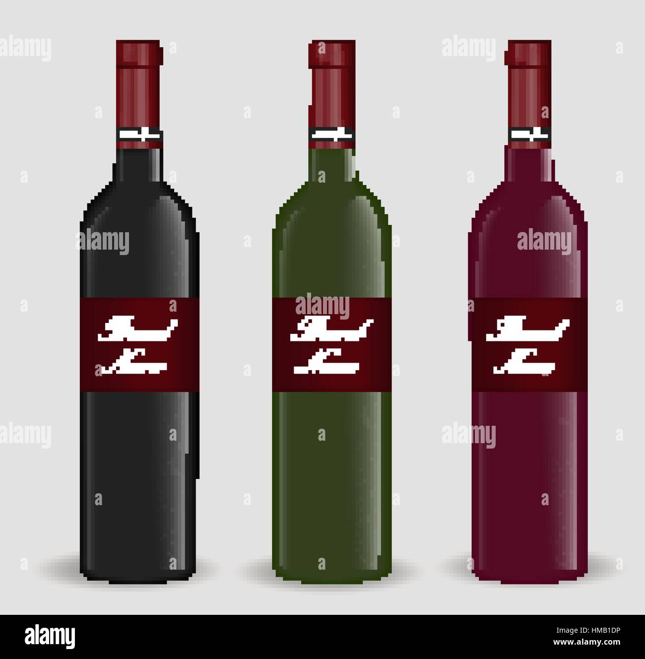 Realistica bottiglia di vino set. Isolato su sfondo bianco. 3d di bottiglie  di vetro mock-up. Illustrazione Vettoriale Immagine e Vettoriale - Alamy