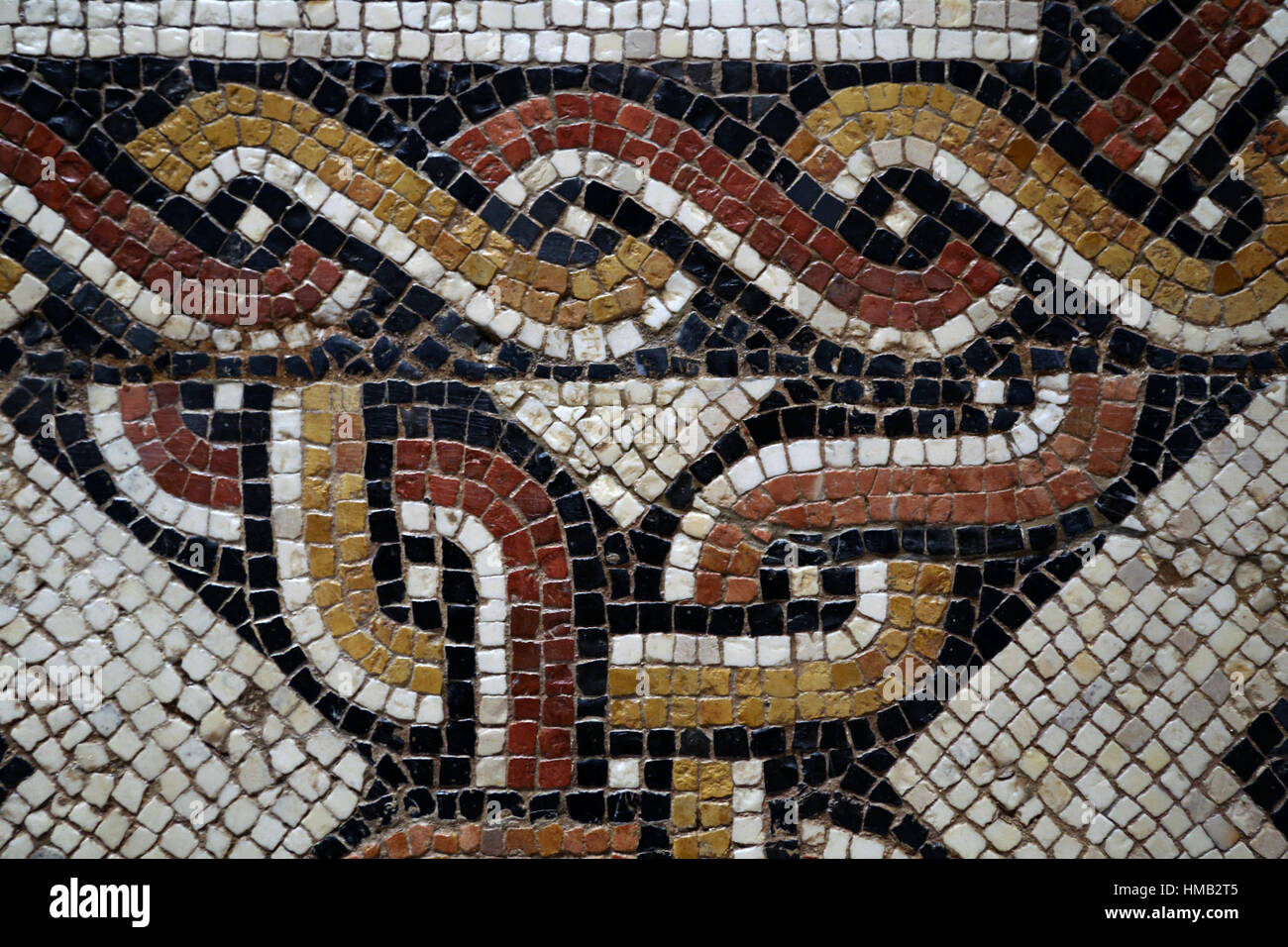 Geometrico mosaico romano con Anagramma. Calcare. Iv secolo. Cuevas de Soria, Soria, Spagna. Museo Archeologico Nazionale di Madrid. Spagna. Foto Stock