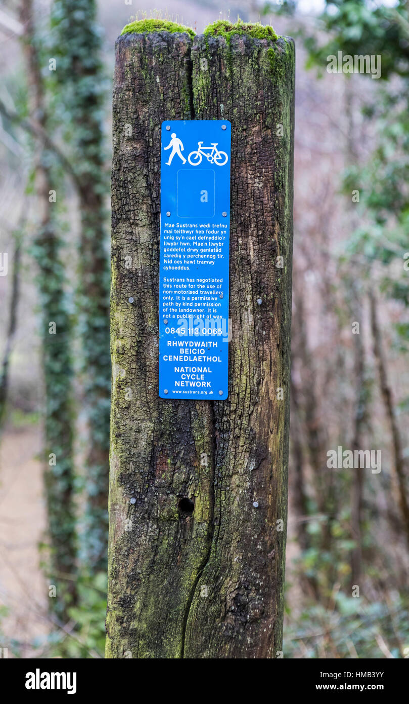 Direzione e segnali di informazione in corrispondenza della pesca parcheggio auto per fermare Hadnock trail, Foresta di Dean. Foto Stock