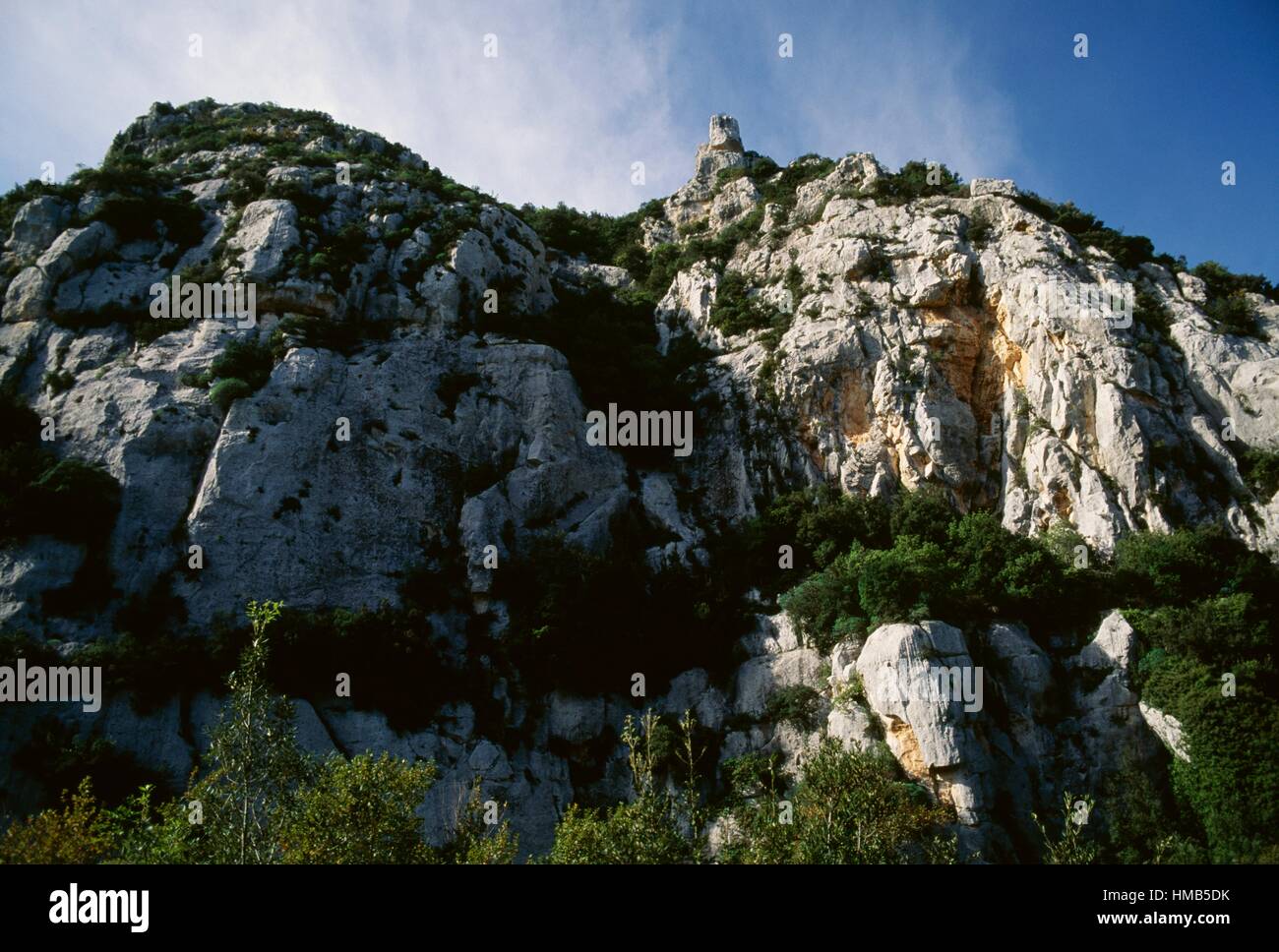 Paesaggio roccioso vicino alla necropoli di Pantalica, Pantalica Riserva Naturale Cava Grande torrente valle e l'Anapo Foto Stock