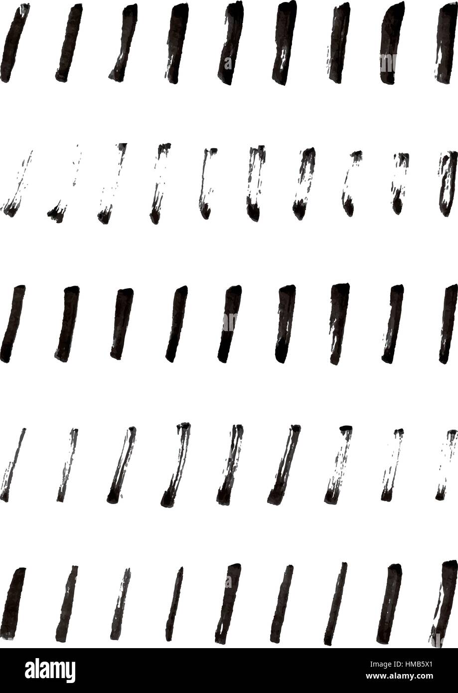 Set di vernice nero, inchiostro pennellate. Illustrazione Vettoriale