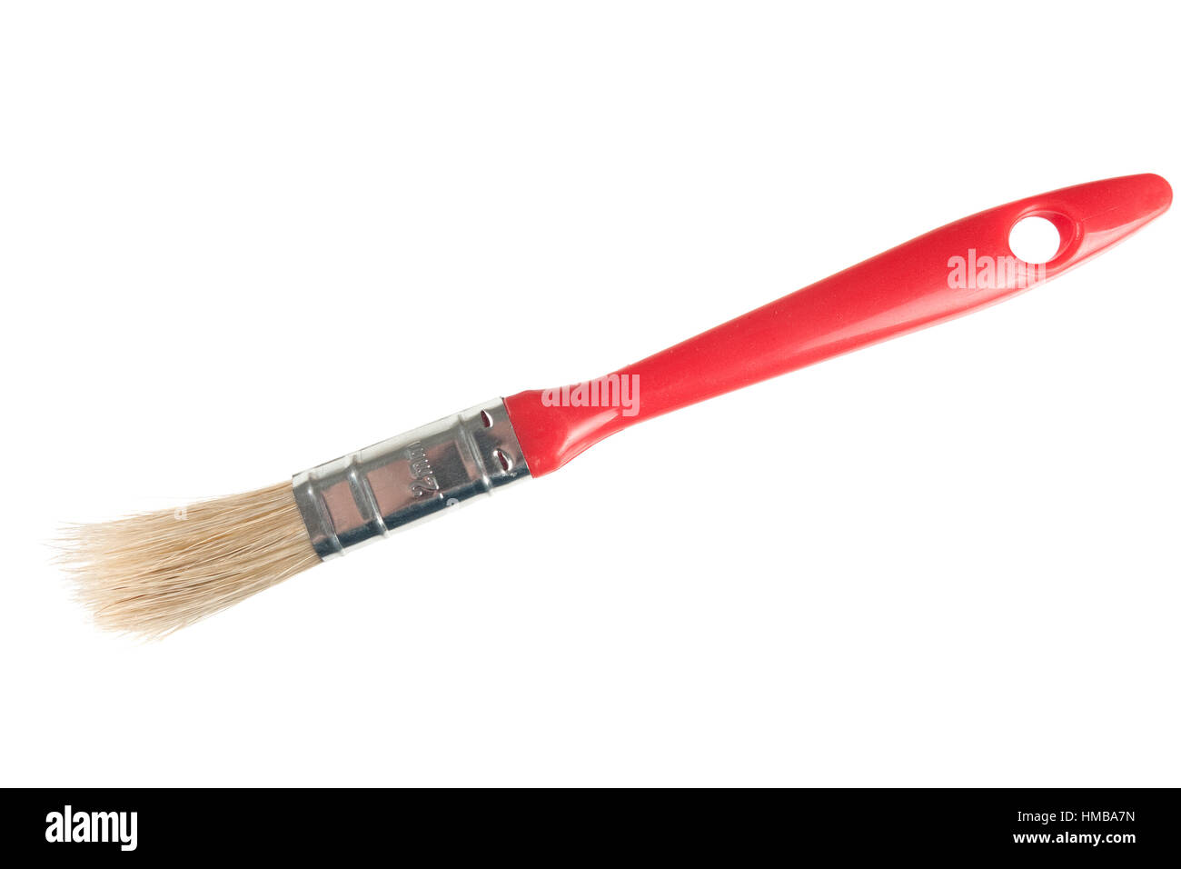 Domestico spazzola di vernice. Leva in plastica rossa. Foto Stock