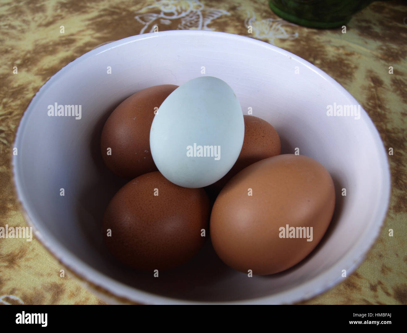 Intervallo libero e store hanno acquistato le uova in una terrina Foto Stock