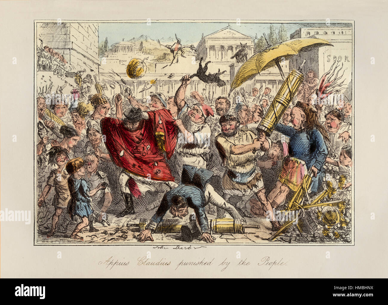 Appius Claudius punito dal popolo. Da "La storia a fumetti di Roma" da Gilbert à Beckett. Illustrato da John Leech pubblicato nel 1864. Foto Stock