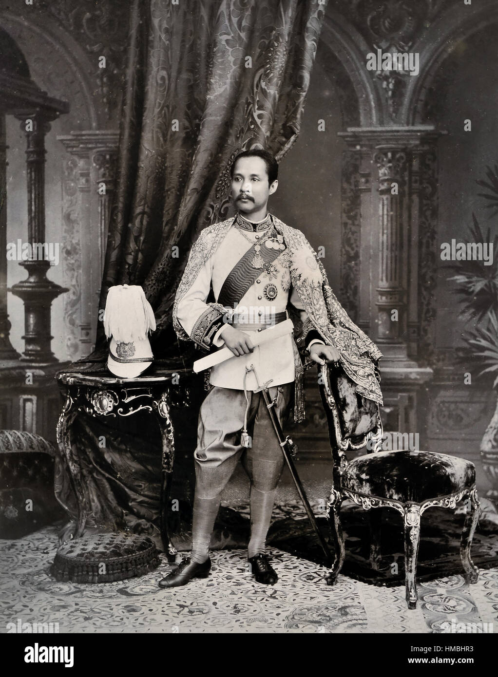 Phra Chula Chomklao Chaoyuhua, 1853 - 1910, meglio noto come Rama V o re Chulalongkorn il grande, è stato il quinto re (Rama) della dinastia Chakri in Thailandia. Egli regnò dal 1868 - 1910 Thailandia, Siam,Thai, Foto Stock