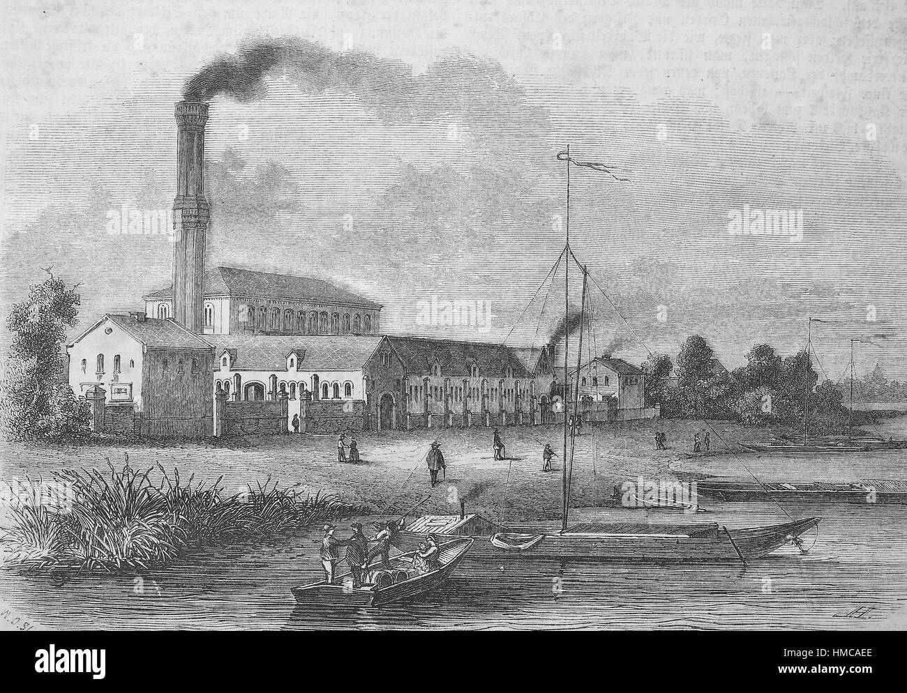 Gli acquedotti a Berlino, Germania, depurazione delle acque, foto o illustrazione, pubblicato nel 1892, digitale migliorata Foto Stock