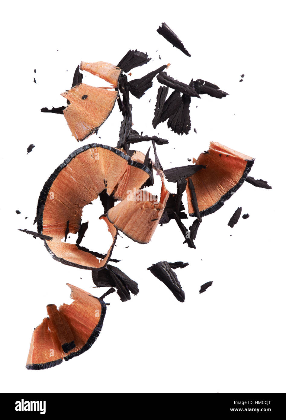 Un taglio fuori bellezza immagine di un campione di nero compongono trucioli di matita Foto Stock