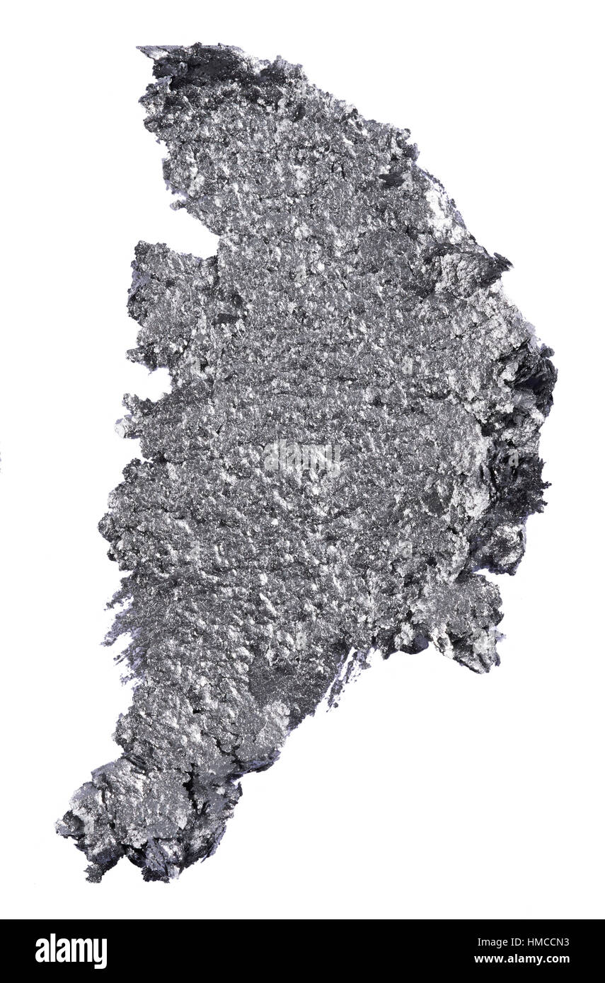 Un taglio fuori bellezza immagine di un campione di argento eye shadow compongono Foto Stock