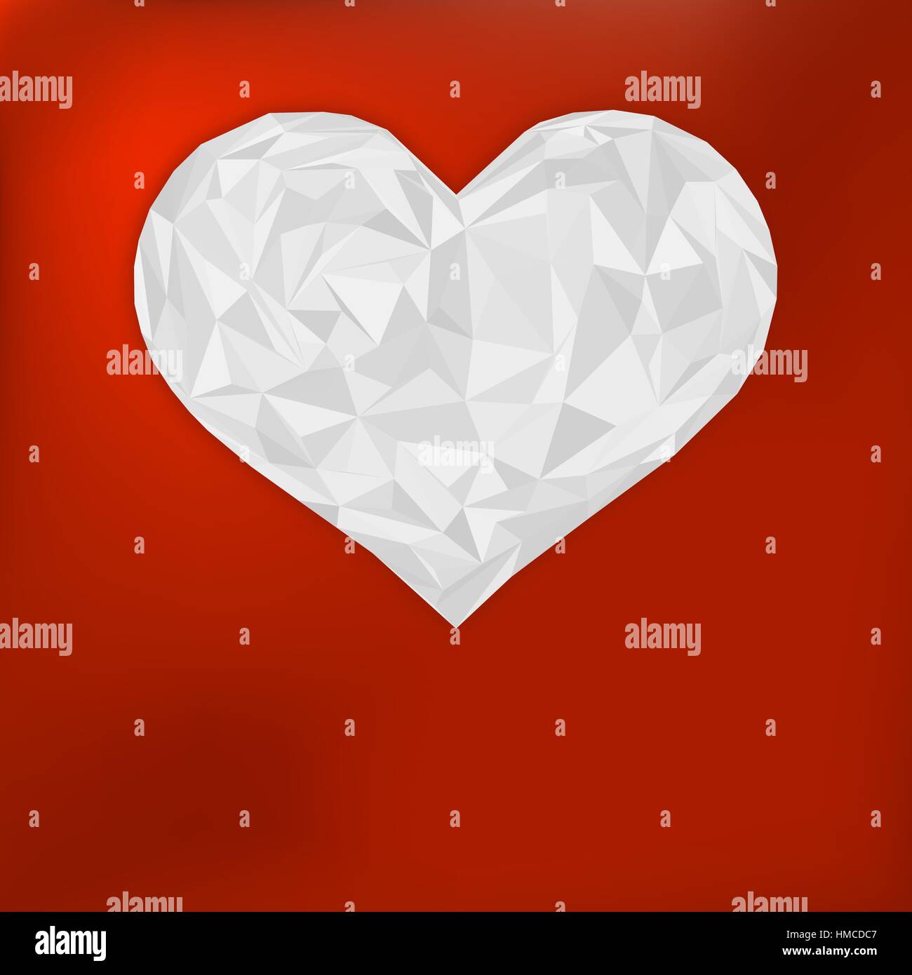 Carta Origami cuore sul rosso. + EPS8 file vettoriali Illustrazione Vettoriale