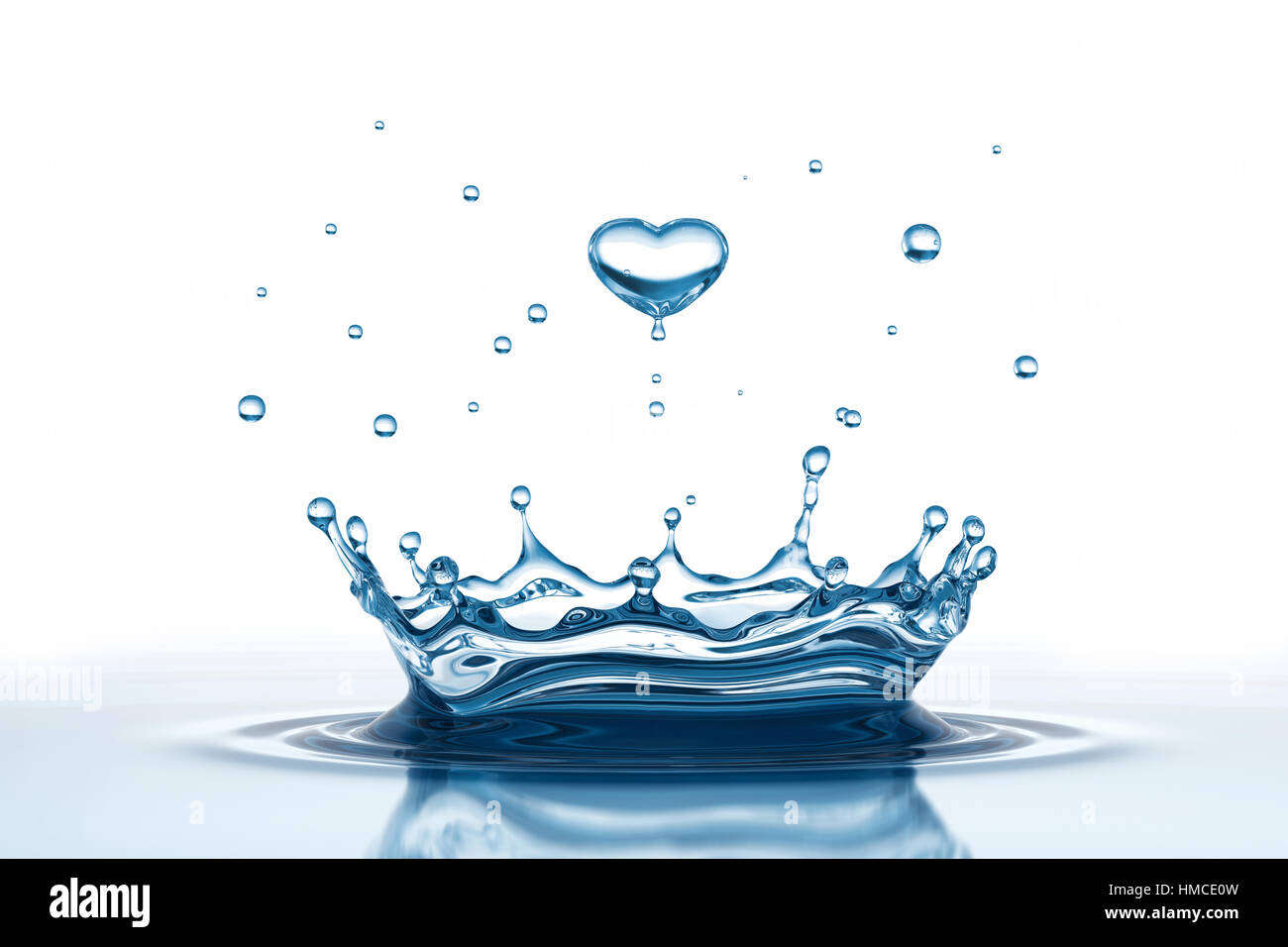 Goccia di acqua in forma di cuore. 3D illustrazione Foto Stock