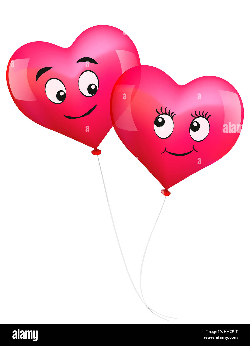 Cuore di palloncini in amore - illustrazione su sfondo bianco. Foto Stock