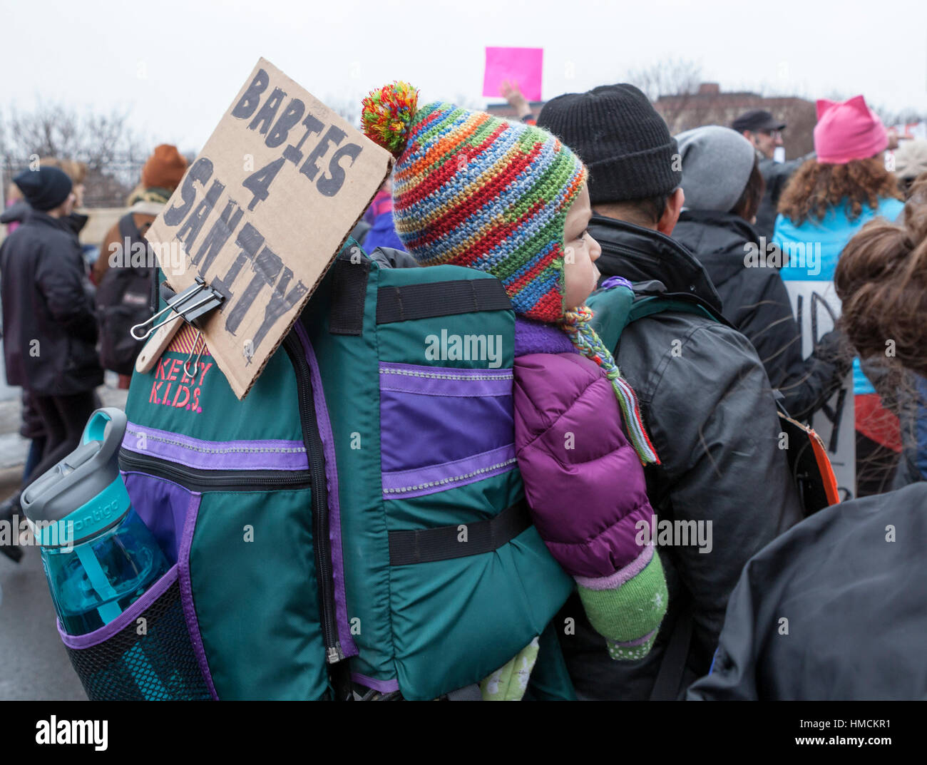 I partecipanti nel femminile Marzo a San Paolo, Minnesota il 21 gennaio 2017. Foto Stock