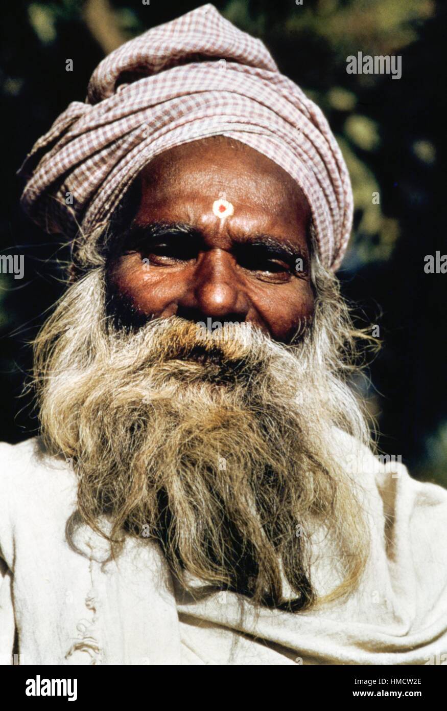 Uomo vecchio con la barba e il turbante, chandigarh, India. Foto Stock
