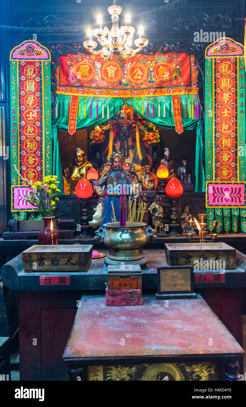 Interno del Tempio di Tin Hau in Yau Ma Tei, Hong Kong Foto Stock