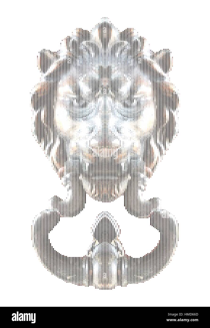Illustrazione Vettoriale dot pixel di lion porta respingente Illustrazione Vettoriale