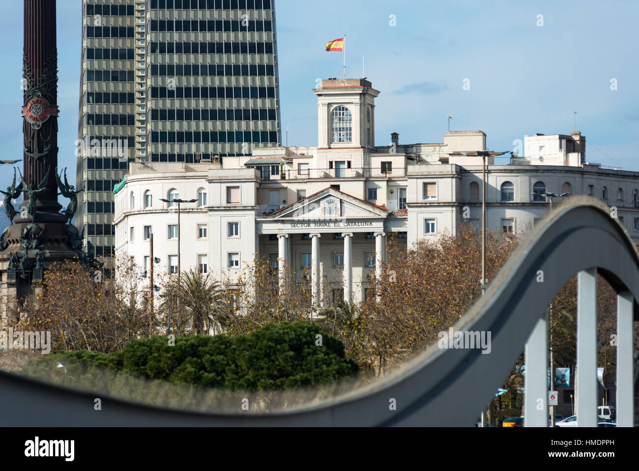 Settore navale di cataluna edificio, al Portal de la Pau square, settore Naval de Cataluna, Barcellona, ​​Catalonia, Spagna. Foto Stock