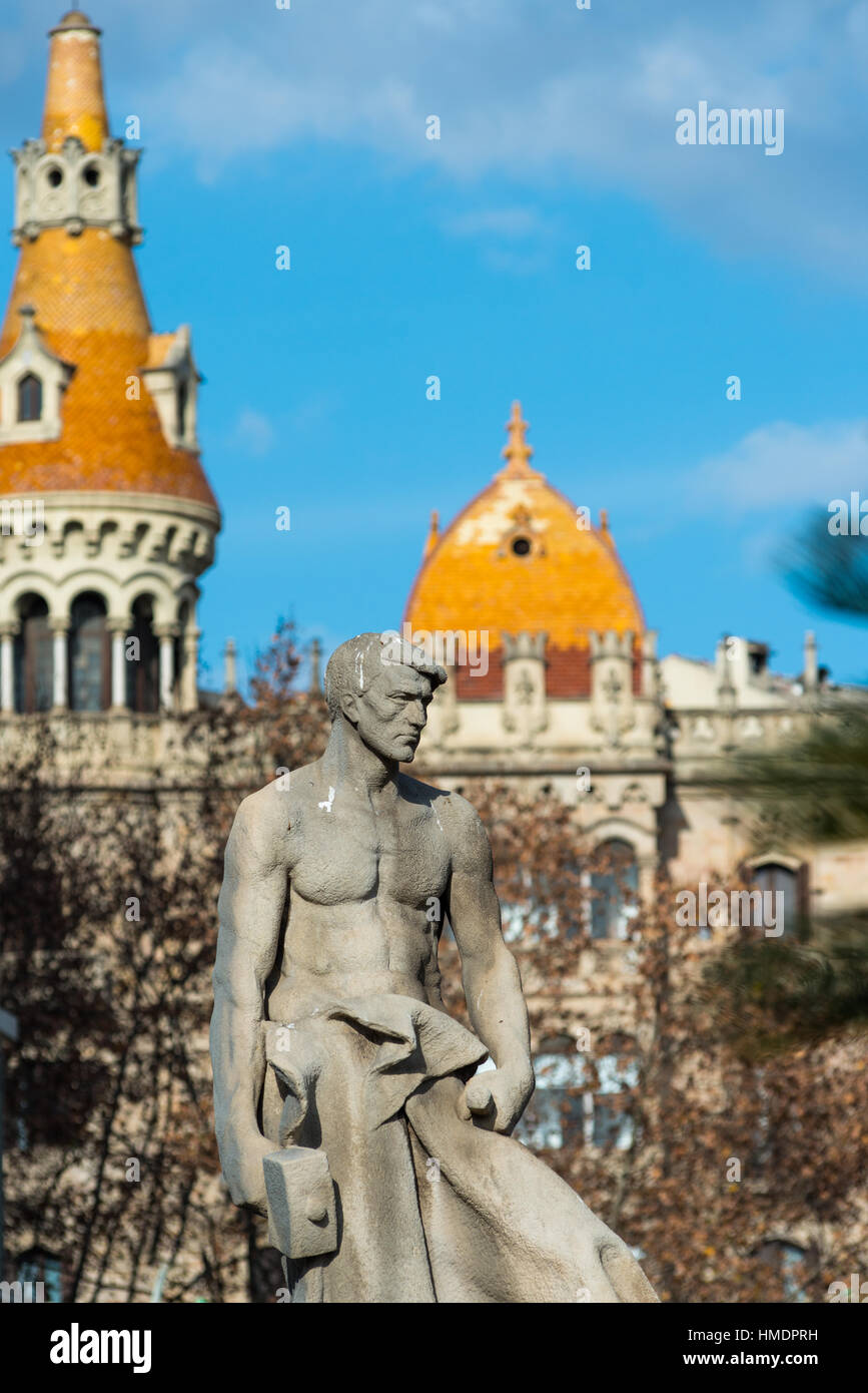 Viste da Plaza Catalunya a Casa Rocamora sul Passeig de Gracia, Barcellona, in Catalogna, Spagna. Foto Stock