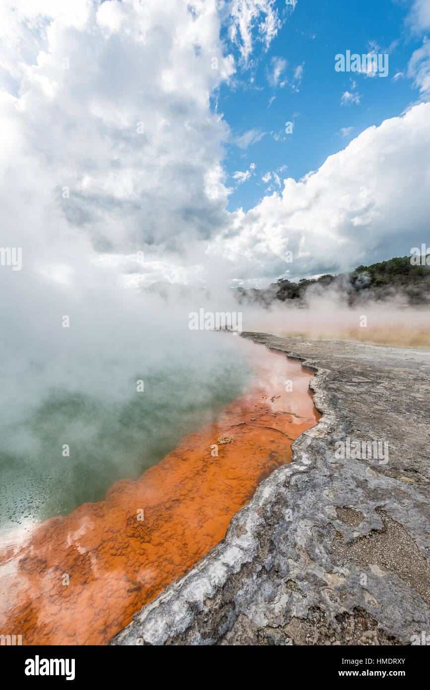 Pool di Champagne, primavera calda, Waiotapu Wonderland geotermica, Rotorua, Isola del nord, Nuova Zelanda Foto Stock