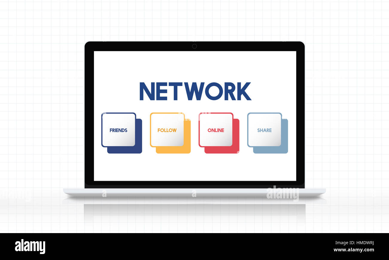 Social Media Box concetto dei pulsanti Foto Stock