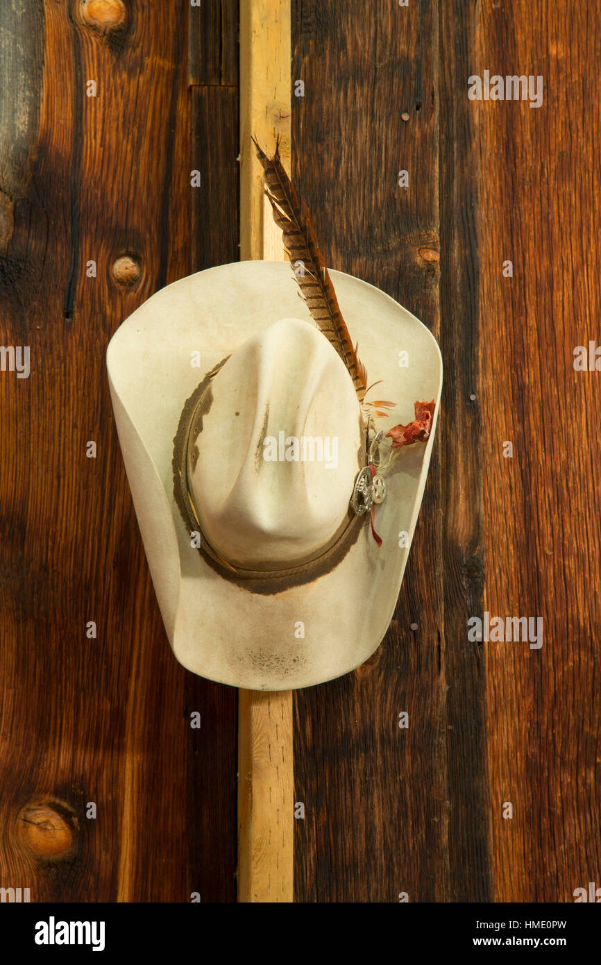 Il cappello da cowboy in agricoltura edificio, Gilliam County Historical Museum, Condon, Oregon Foto Stock