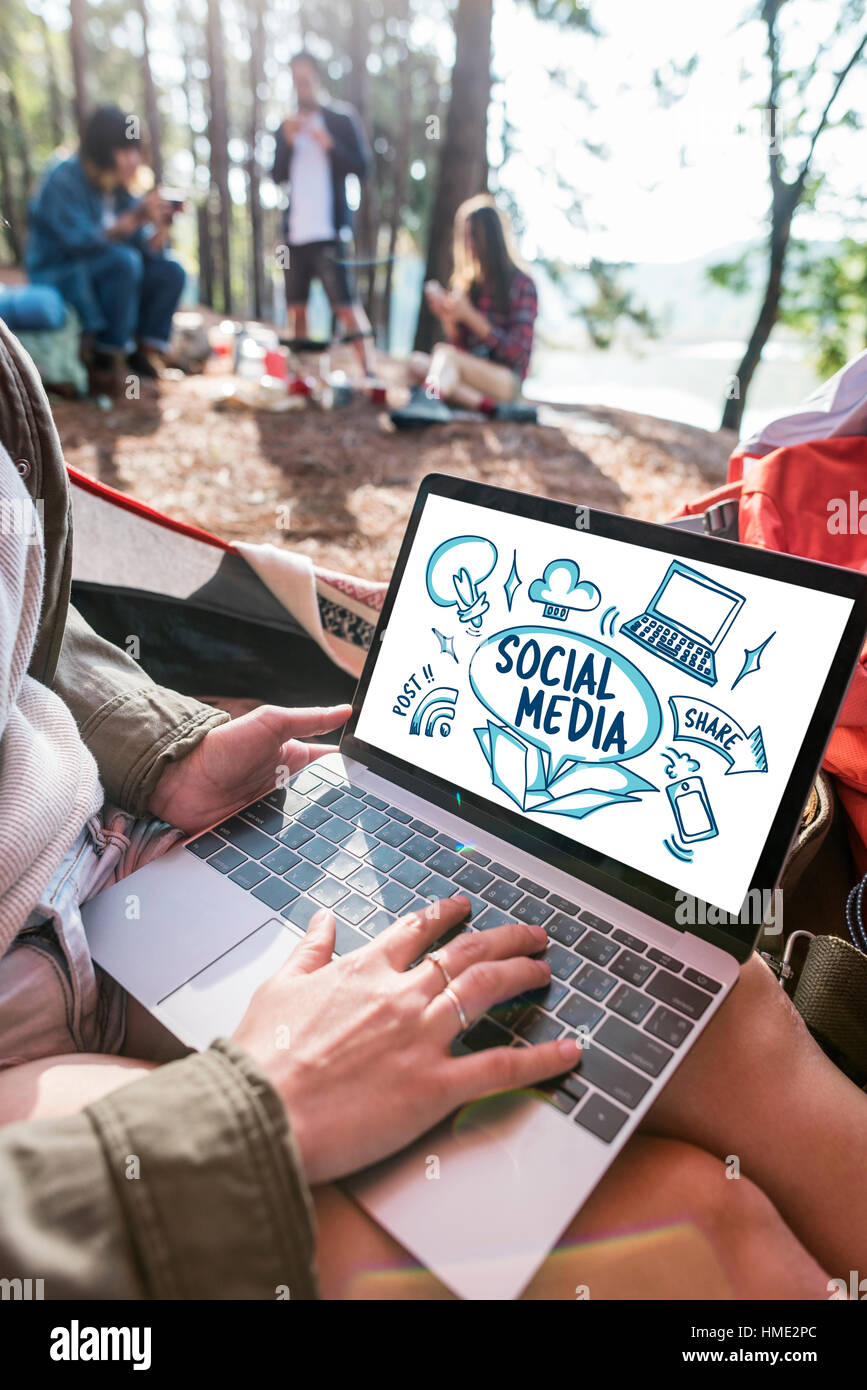 Social Media Network icona Chat Concept Foto Stock