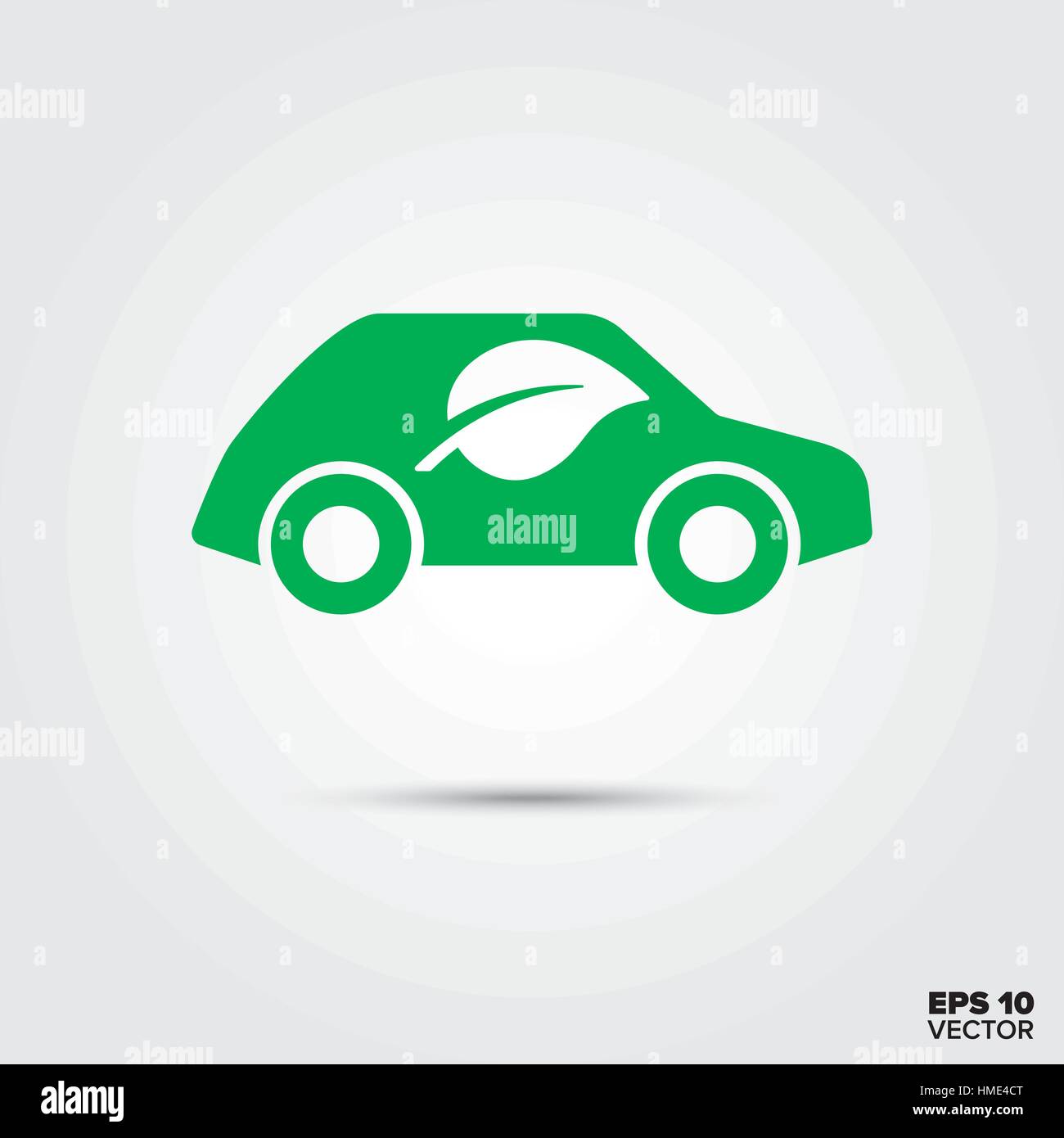 Verde auto con foglie simbolo icona vettore. Eco-friendly basse emissioni veicolo. Illustrazione Vettoriale
