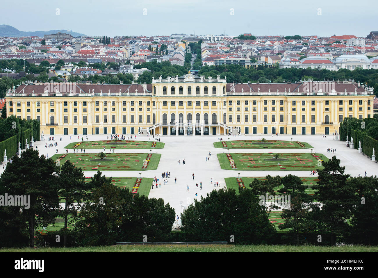 Panoramica del Palazzo di Schonbrunn, Vienna Foto Stock