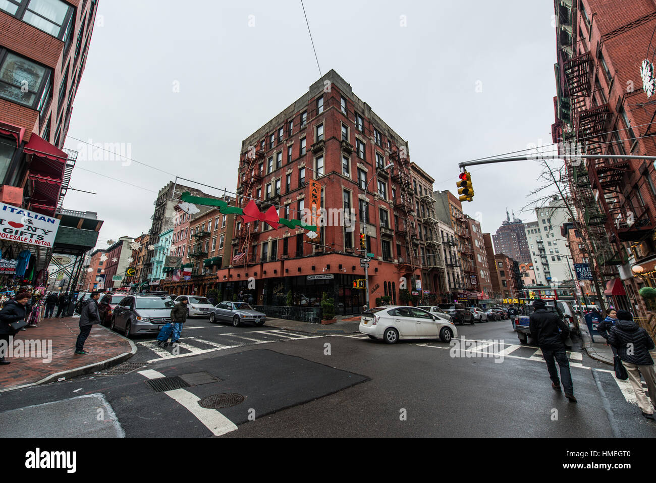 La vita di strada di Little Italy e Chinatown di new york city Foto Stock