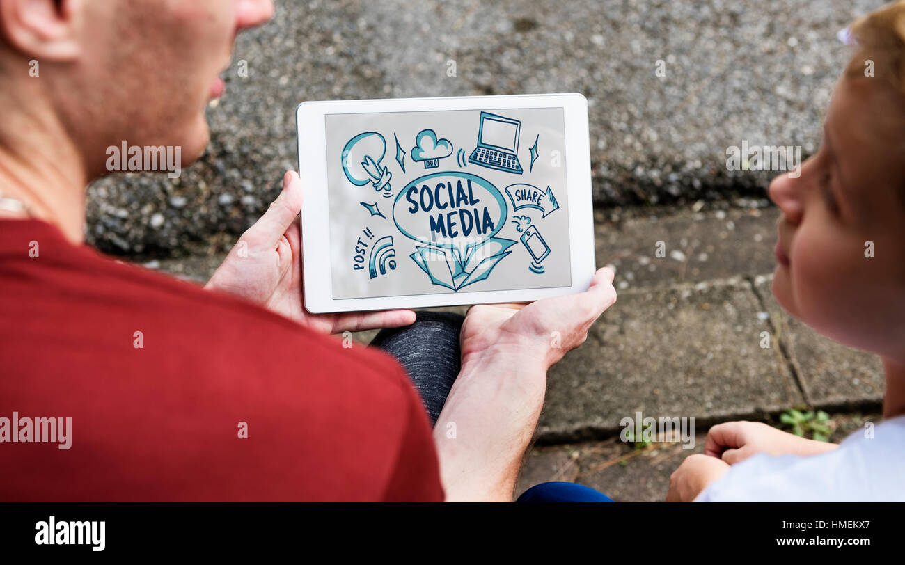 Social Media Network icona Chat Concept Foto Stock