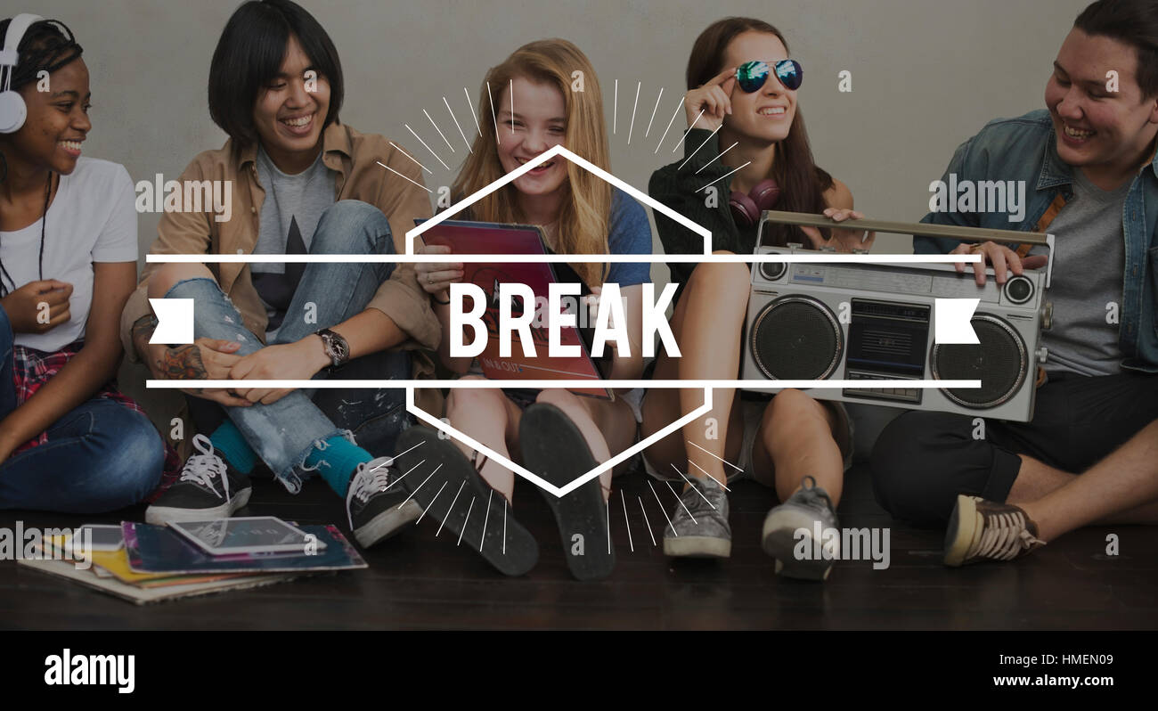 Break Vintage Vector Graphic Concept Foto Stock