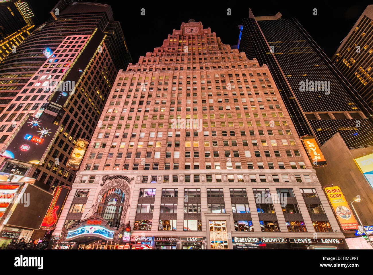 La fotografia notturna di Times Square Manhattan Foto Stock