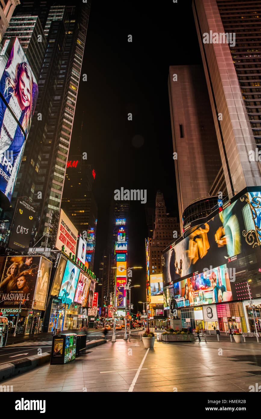 La fotografia notturna di Times Square Manhattan Foto Stock