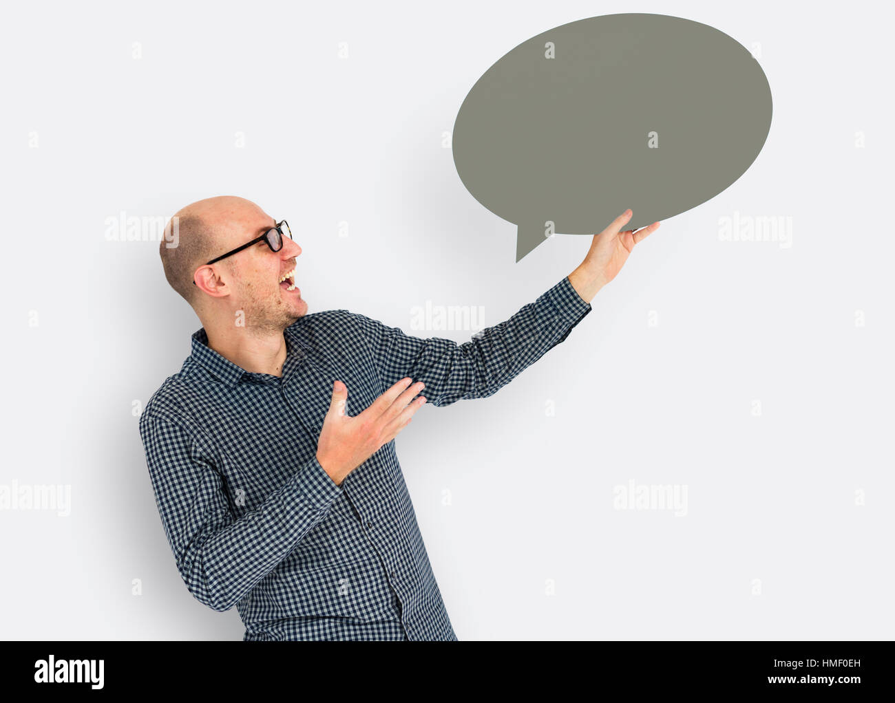 Caucasian discorso bolla concetto di comunicazione Foto Stock