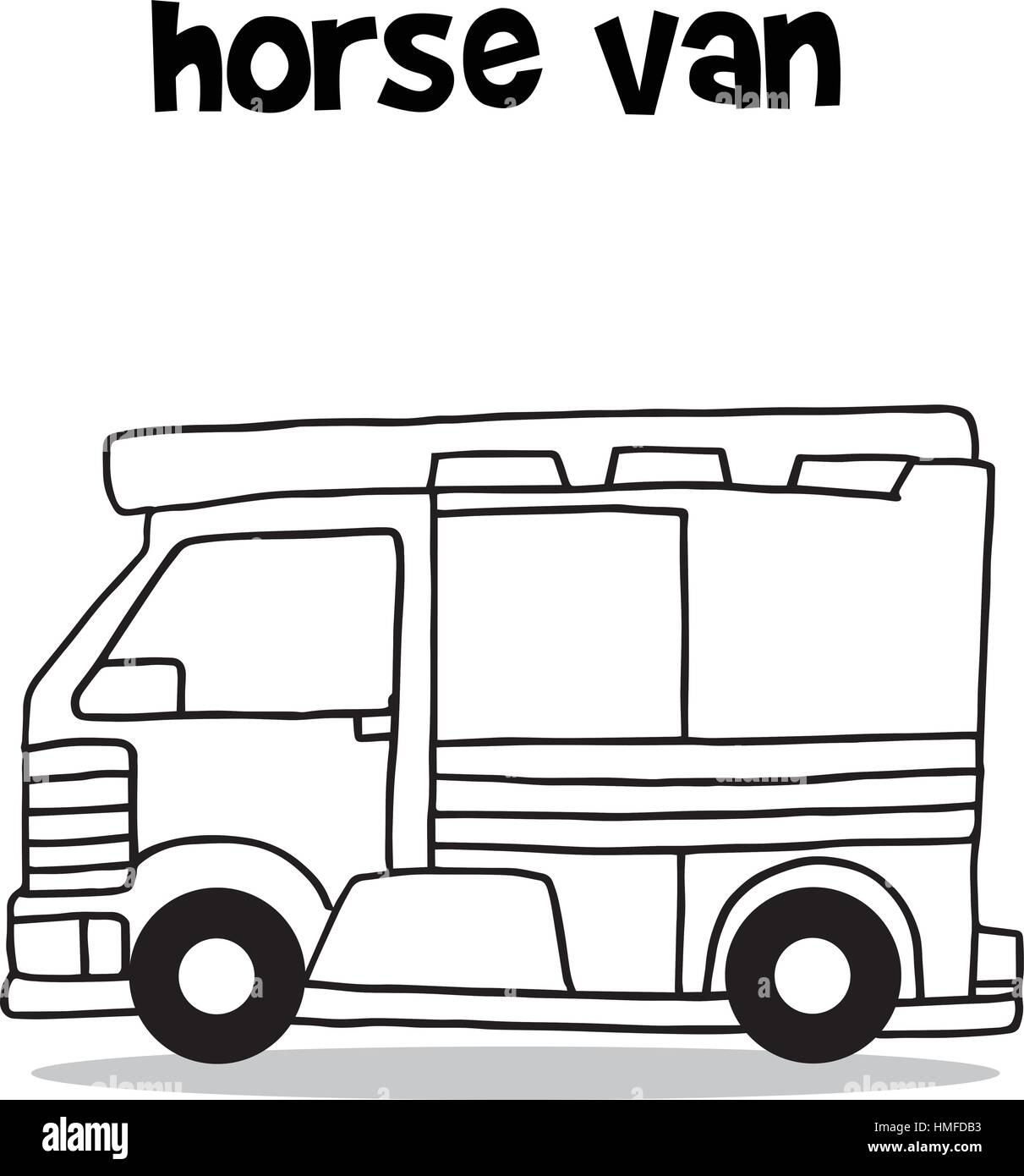 Disegnare a mano del cavallo di van Illustrazione Vettoriale
